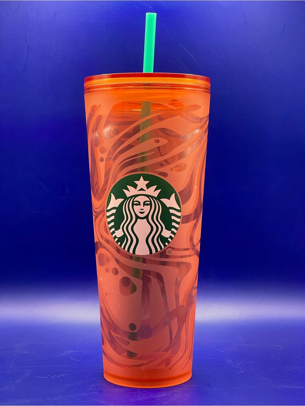 Starbucks Summer 2020 Limited Edition Orange Abstract Swirl Wave Venti & Straw